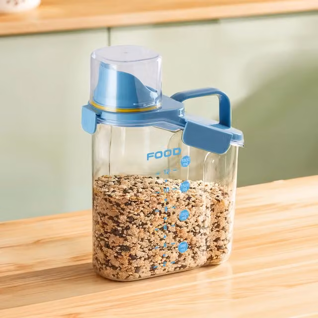 Livingandhome Leakproof Glass Food Storage Container with Snap Lid, Blue, 2l