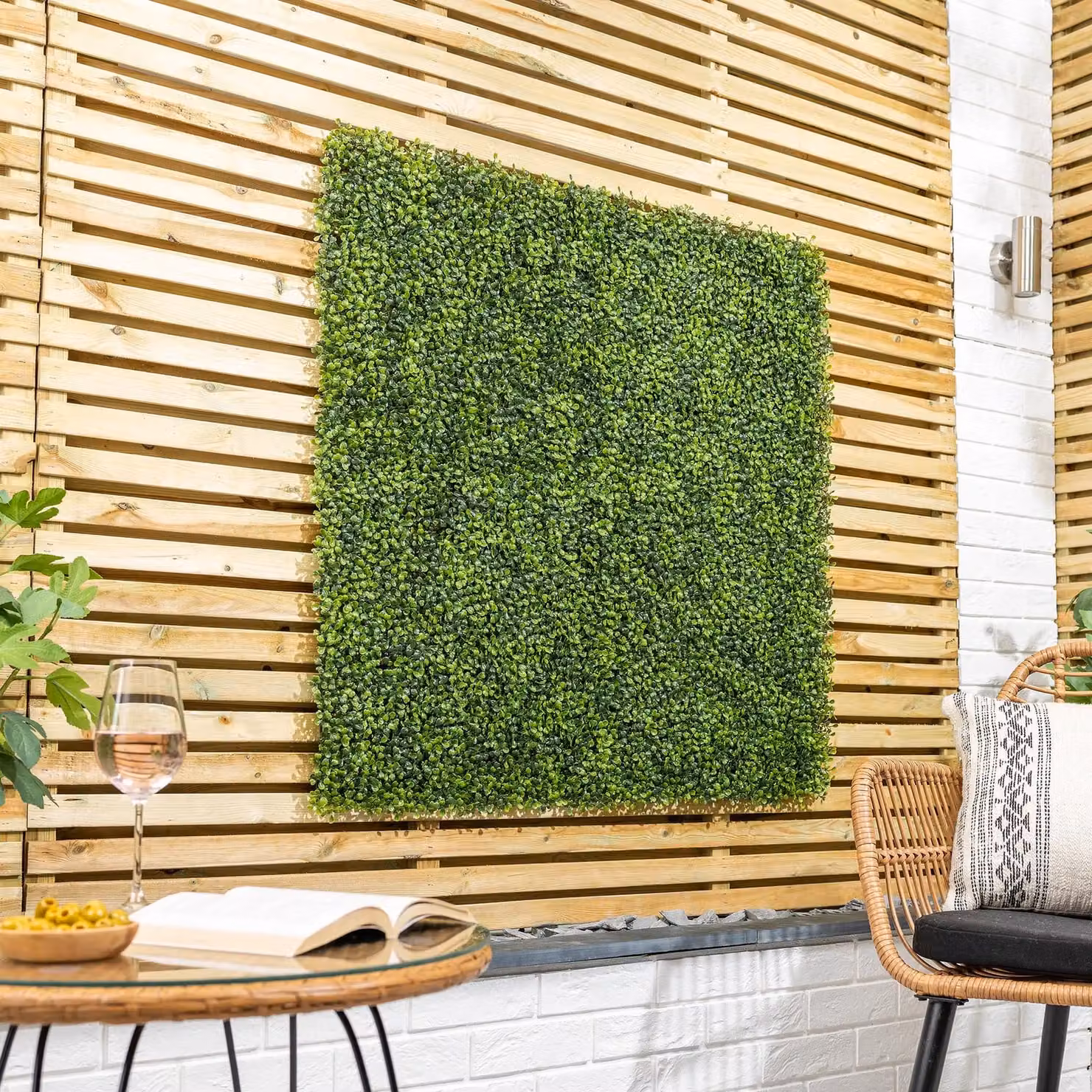 Christow Artificial Boxwood Living Wall Panels Green, 4 x 50 cm – 2
