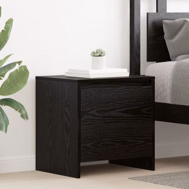 Berkfield Home Black Oak Bedside Cabinet in Engineered Wood – 1