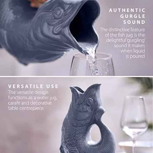 Wade Fish Jug in French Grey, 1.2 l Ceramic Earthenware – 4