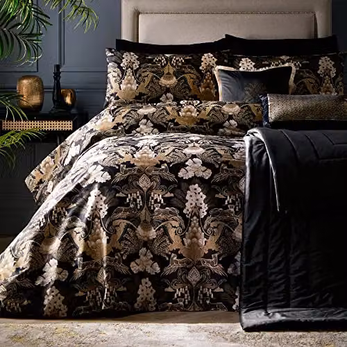 Laurence Llewelyn-Bowen Jungle Duvet Cover Set in Black and Gold, 100% Cotton, W/D/H: 230 x 220 cm – 1