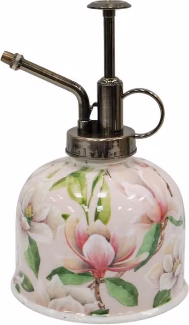 Ivyline Maisie Vintage Magnolia Metal Plant Mister in Pink, H: 15.5 cm, D: 10.5 cm