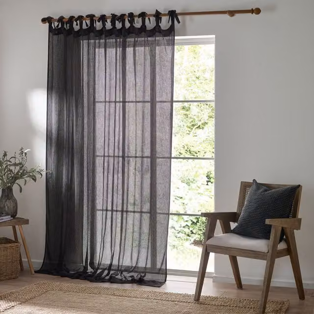 Yard Nimbus Sheer Black Fabric Curtain Panel