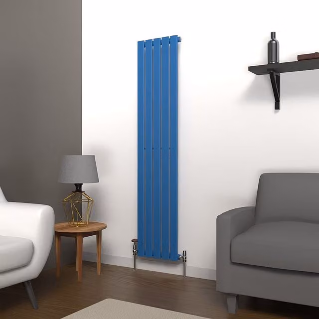 Lux Heat Flat Coloured Vertical Radiator in Galaxy Blue, H 160 cm x W 35 cm