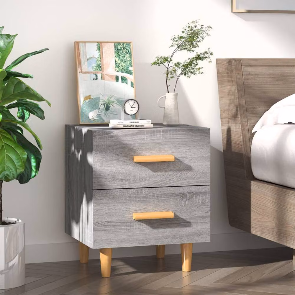 Berkfield Home Bed Cabinet in Grey Sonoma, W: 40 cm, D: 35 cm, H: 47.5 cm – 2