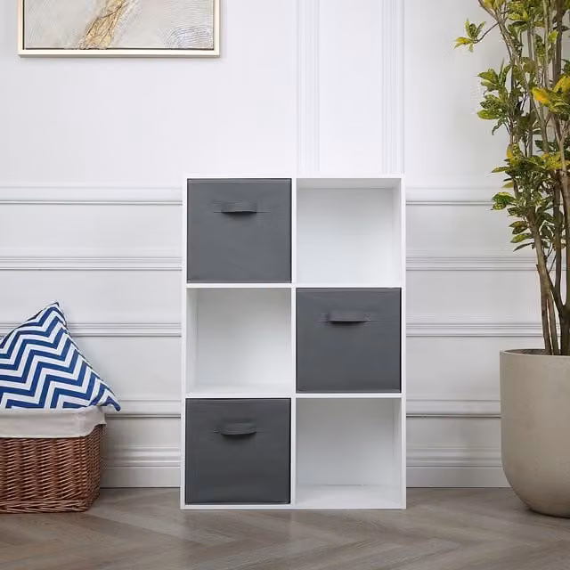 Home Garden Direct Jane 2x3 Cube Storage Unit with 3 Baskets in White – 1