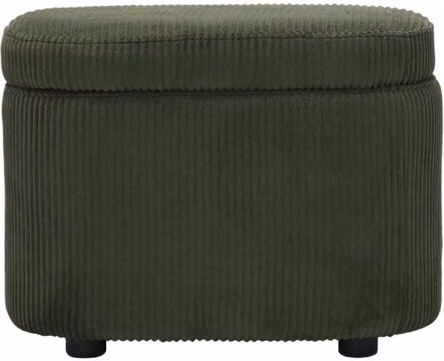 KORVIXA Green Velvet Oval Ottoman Pouffe Seat Stool W/D: 100 x 100 cm – 1
