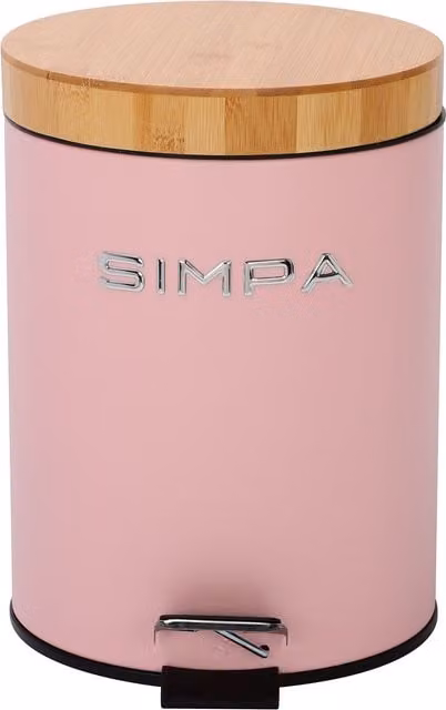 Simpa 5L Soft-Closing Pedal Dustbin with Bamboo Lid in Pink
