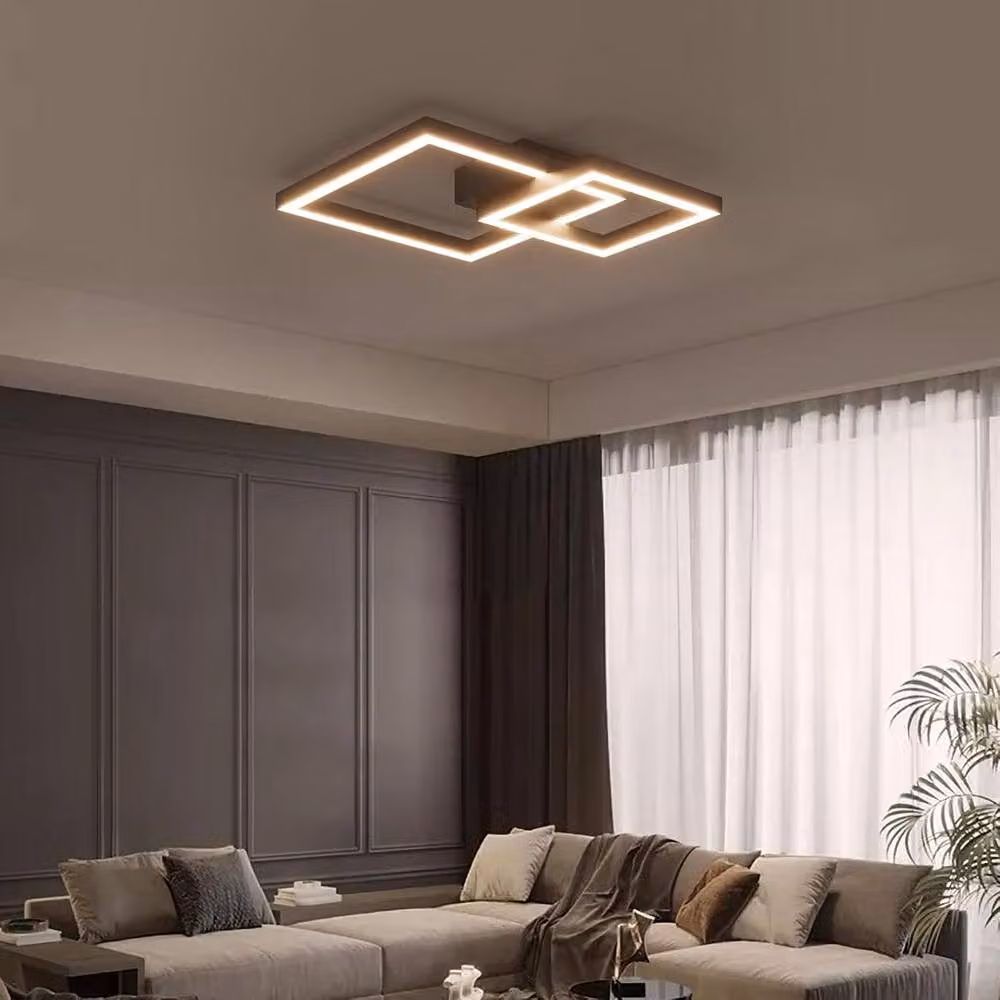 Goeco Modern Square LED Ceiling Light, 35W, Aluminium, Black, 3000K Warm White – 3