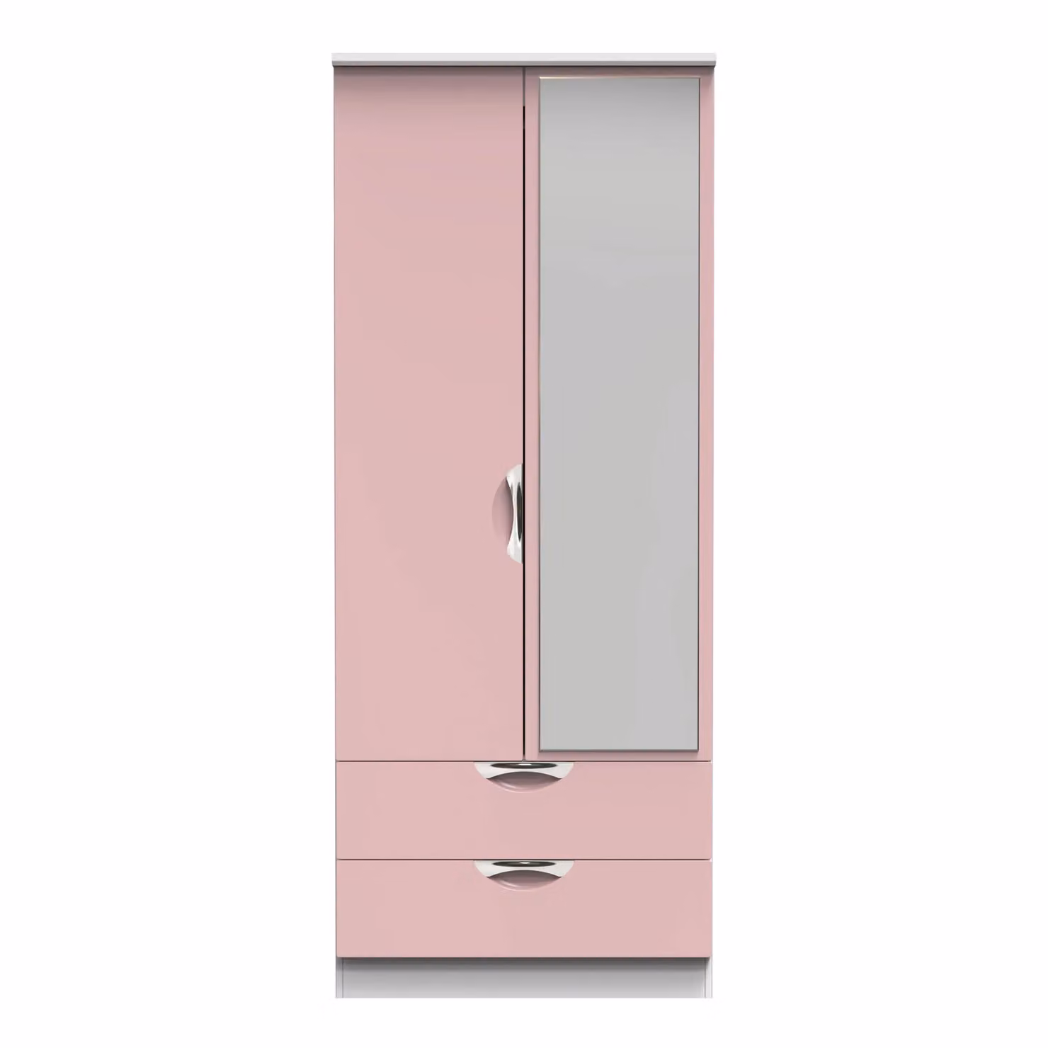 2 U Holborn Ready Assembled 2 Door 2 Drawer Mirrored Wardrobe in Dusty Pink – 2