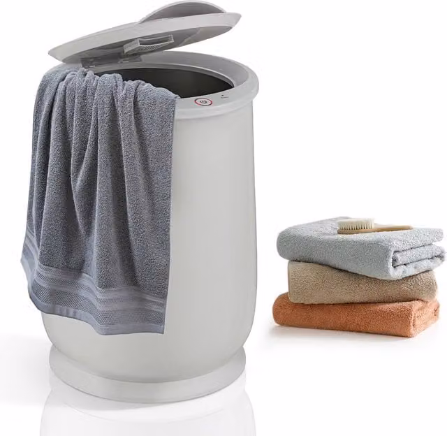 Gymax 21L Towel Warmer Bucket with Flip-top Lid, Light Grey