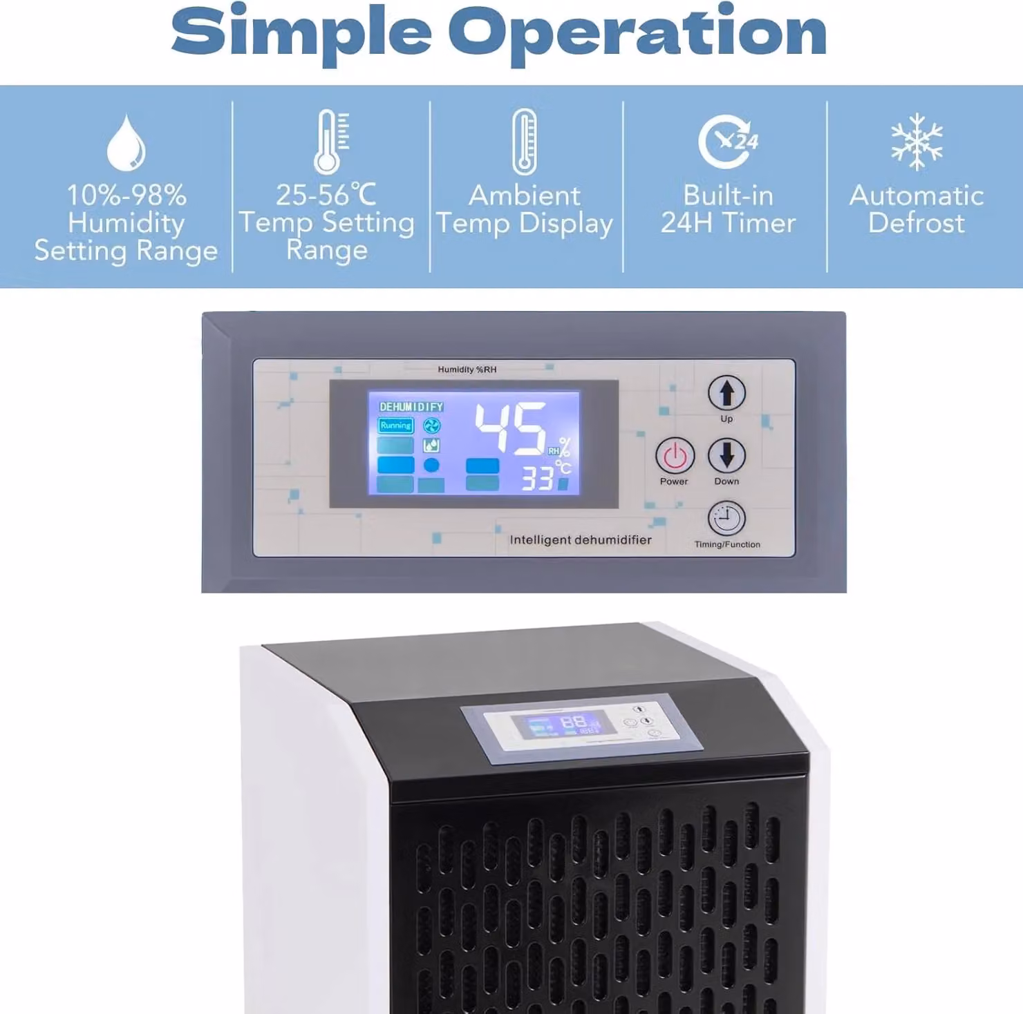 Gymax 120 L Commercial Dehumidifier with Drain Hose and 4 Wheels in White – 2