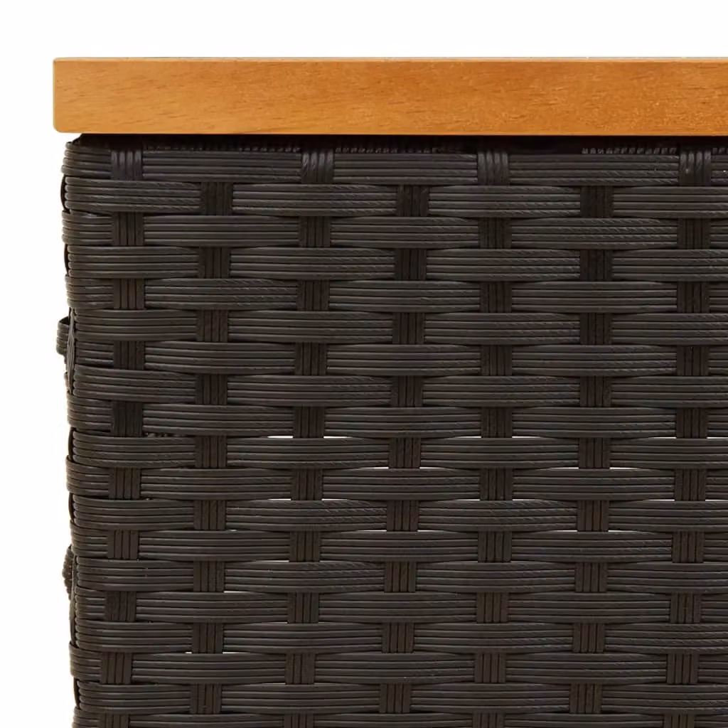 Berkfield Home Modern Black Garden Table in Rattan and Acacia Wood, W/D/H: 70 x 70 x 25 cm – 4