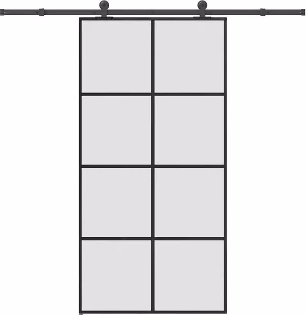 Berkfield Home Modern Sliding Door with Hardware Set in Black, ESG Glass and Aluminium, W: 102.5 cm, H: 205 cm – 1