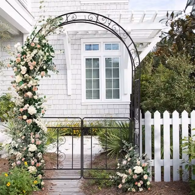 EONLION Black Metal Garden Arch Trellis Support