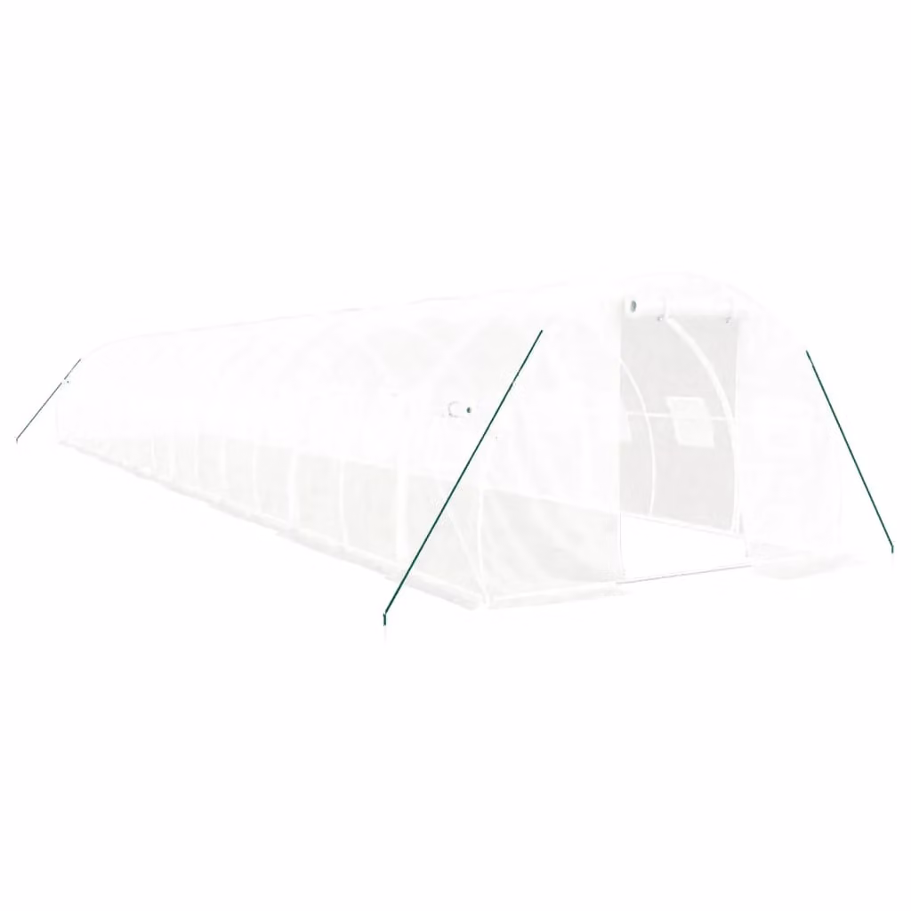 Berkfield Home Freestanding Steel Frame Greenhouse in White, W/D/H: 16 x 3 x 2 m – 2
