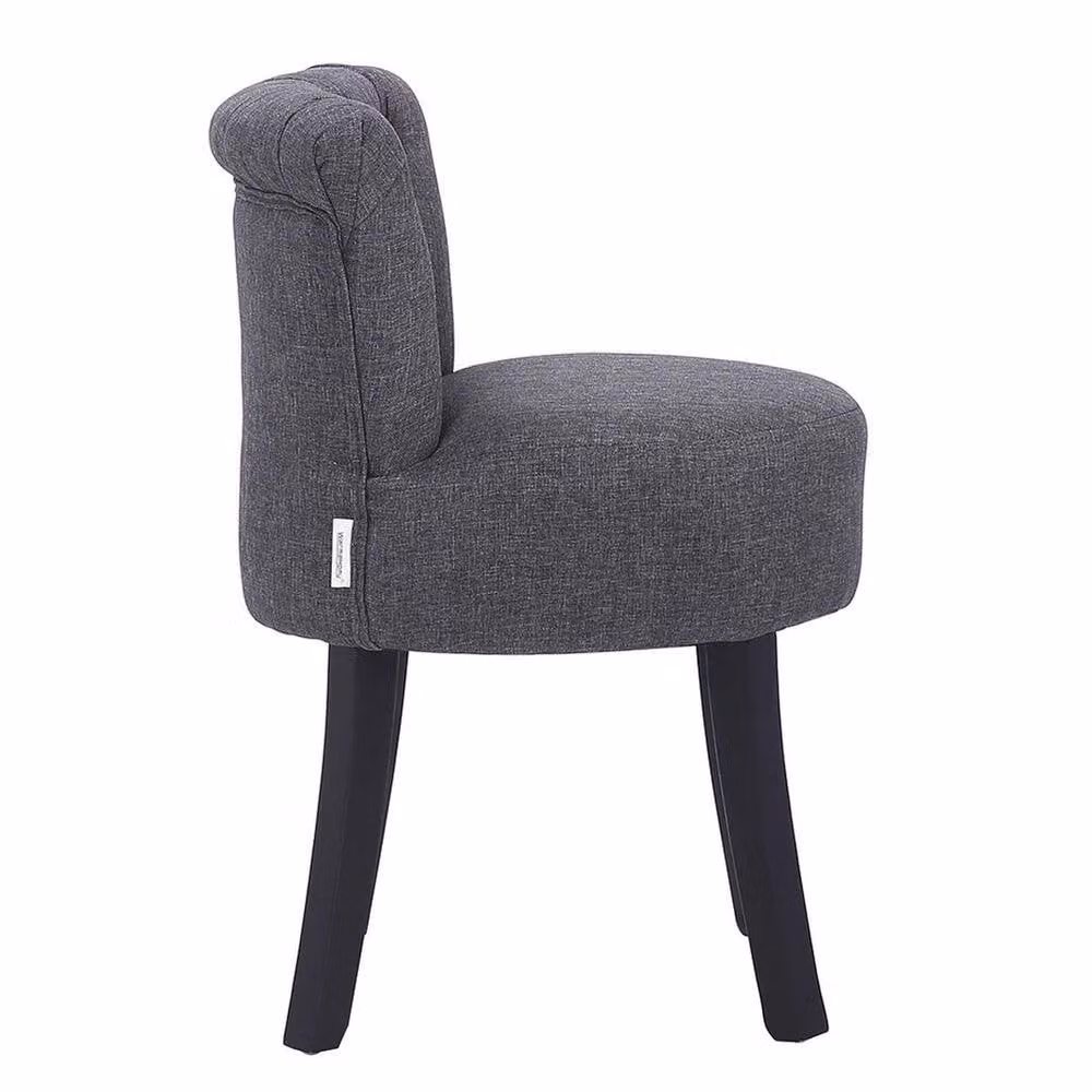 FORGEVIO Grey Velvet Fabric Dressing Table Chair with Upholstered Wood Frame – 2