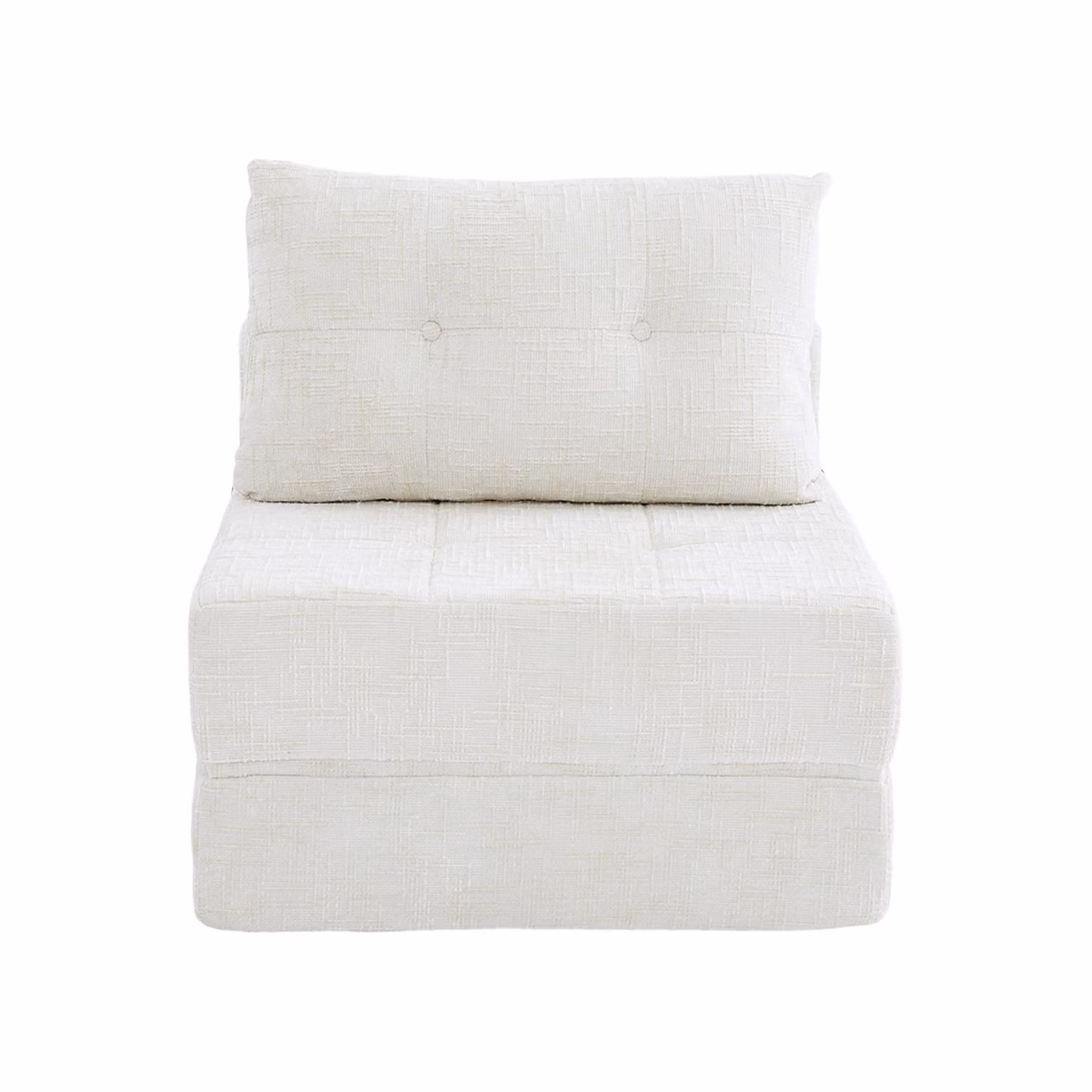 Aosom UK Beige Chenille Convertible Floor Sofa Bed with Button-Tufted Detailing, W: 79 cm, D: 180 cm, H: 57 cm – 2