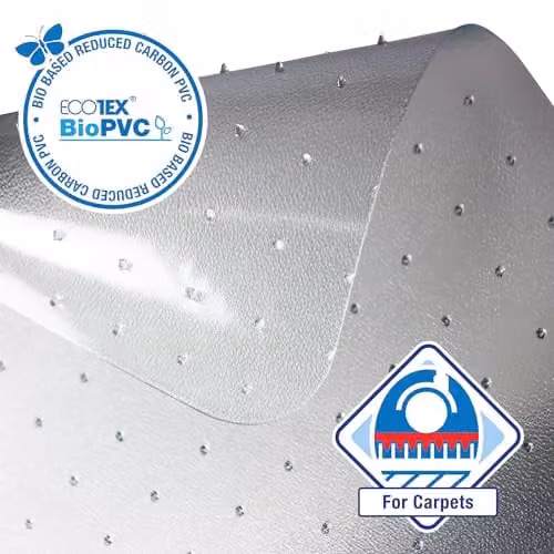Floortex Ecotex BioPVC Rectangular Chair Mat for Low Pile Carpets, Transparent, W: 120 cm, D: 90 cm – 5