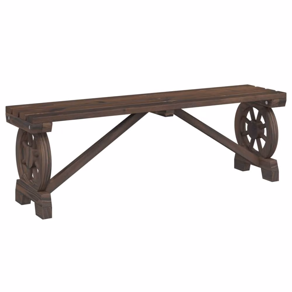 Berkfield Home Set of 2 Rustic Solid Wood Fir Garden Benches in Brown – 3