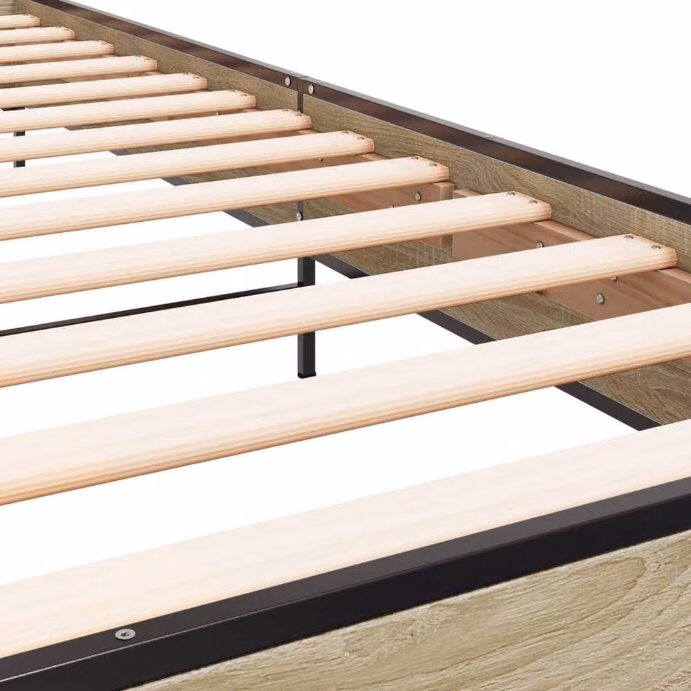 Berkfield Home Sonoma Oak Durable Bed Frame in Beige, W/D/H: 90 x 200 cm – 3
