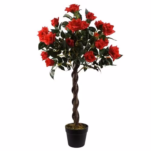 Leaf Artificial Red Rose Tree with Twisted Vine Detail, Height: 90 cm – 1