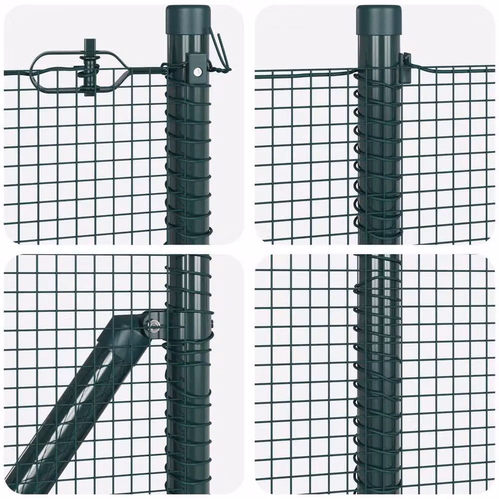 Berkfield Home Set of 2 Green Metal Round Fence Posts – 4