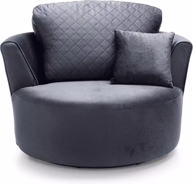Abakus Direct Chicago Grey Velvet Swivel Tub Chair with Armrests