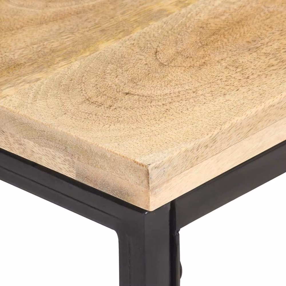 Berkfield Home Rustic Solid Mango Wood Side Table in Brown, W/D/H: 40 x 40 x 35 cm – 2