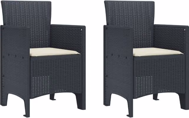 Berkfield Home Modern Geometric Garden Chair Set of 2 in Anthracite and White Plastic Rattan