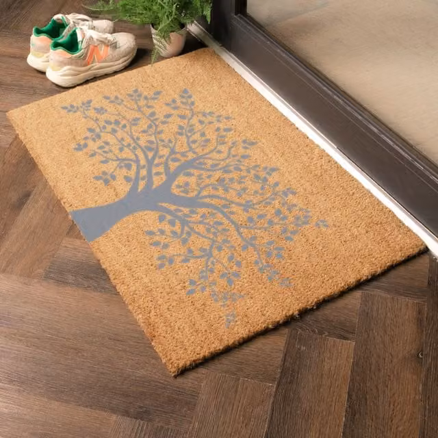 Artsy Mats Country Home Tree of Life Extra Large Doormat in Grey and Beige, W/D: 90 x 60 cm