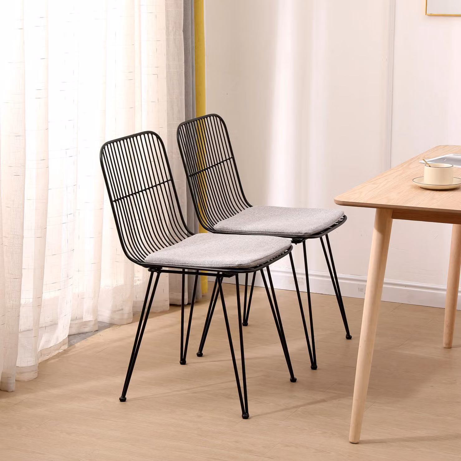 Nordlys Set of 2 Industrial Metal Dining Chairs in Grey and Black – 2