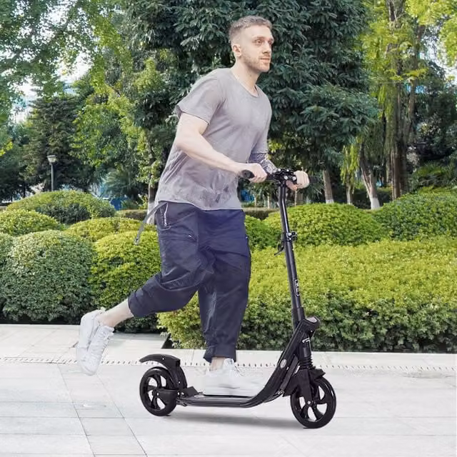 HOMCOM Foldable Height Adjustable Kick Scooter with Brake, Black