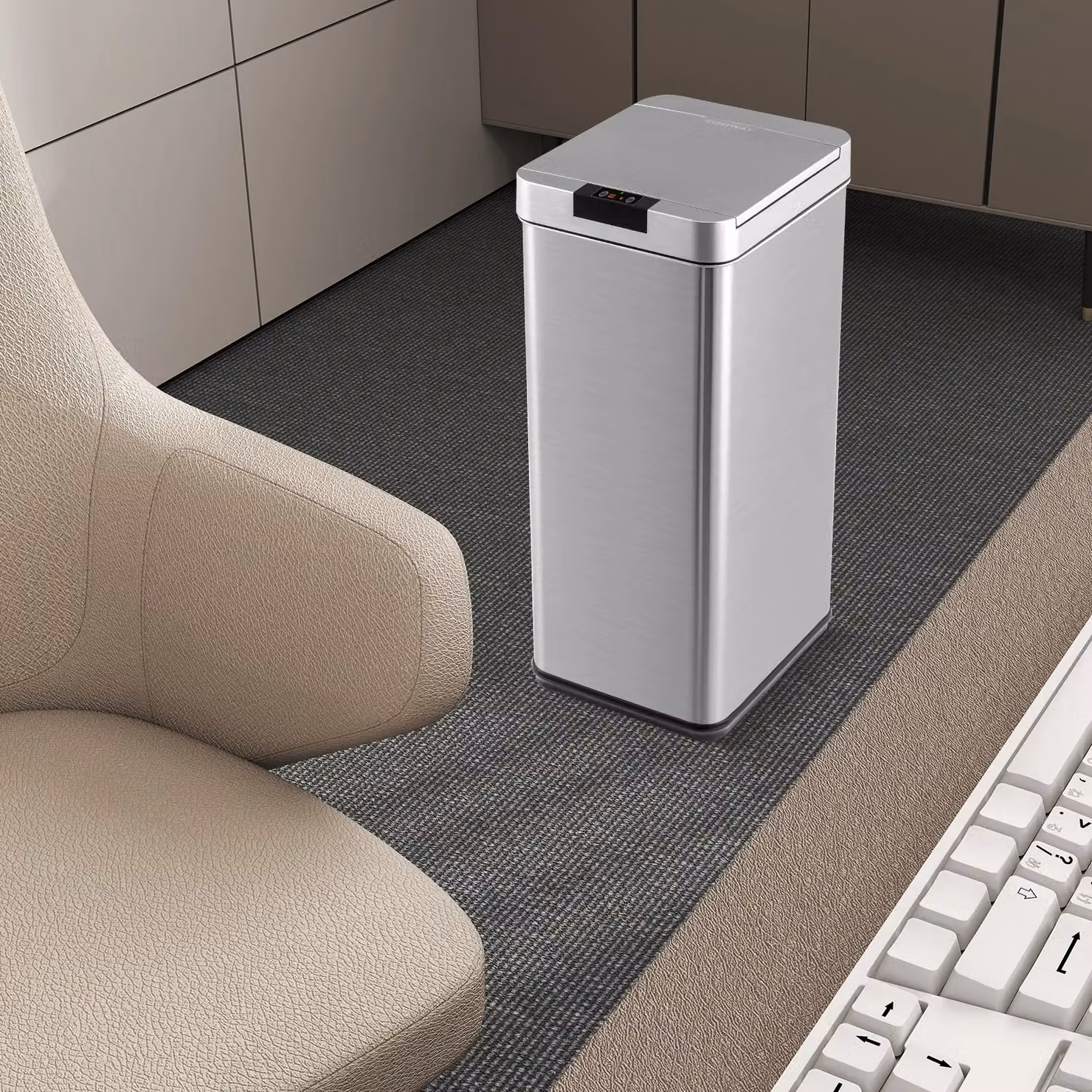 Gymax 48L Automatic Motion Sensor Trash Can with Lid in Metallic Silver – 3
