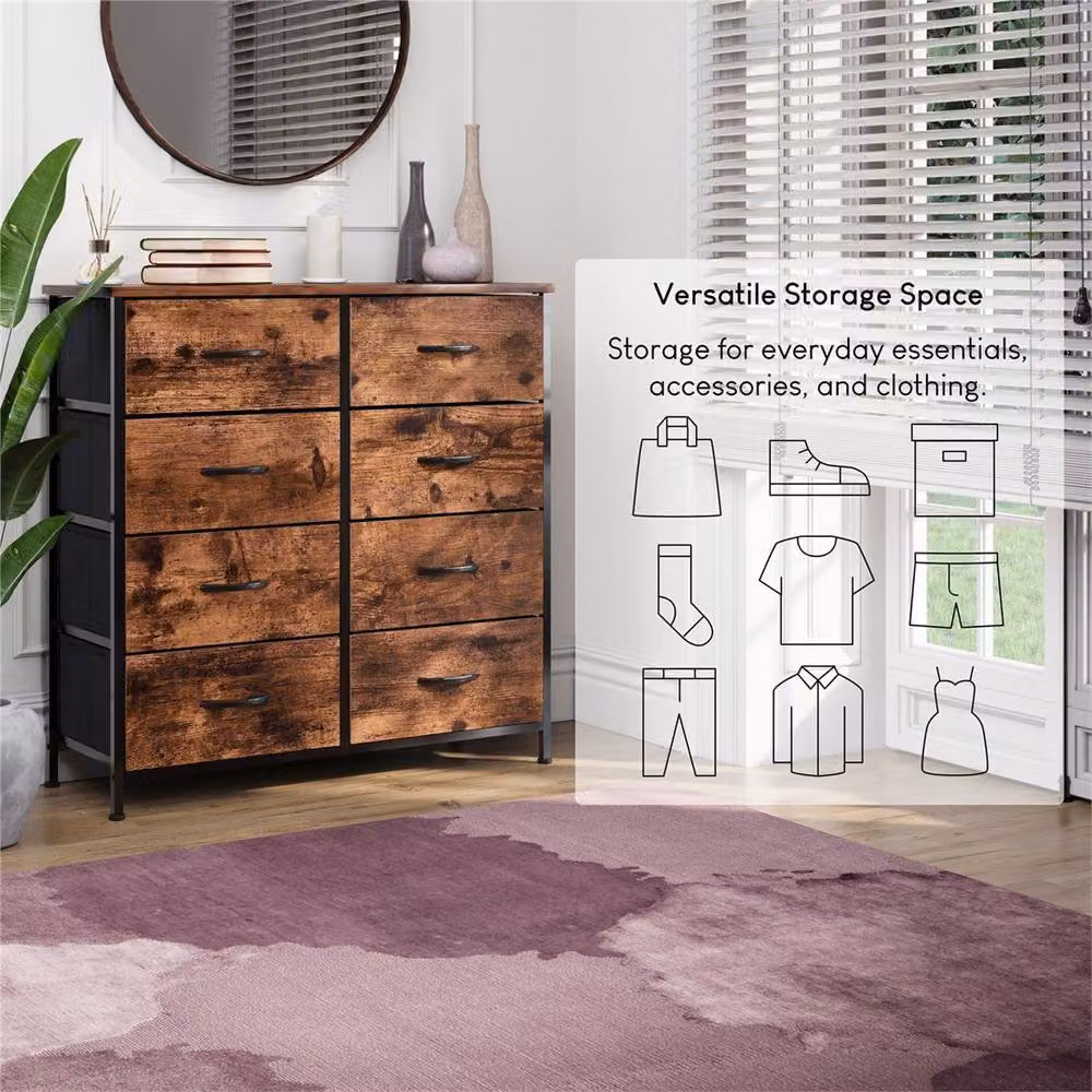 SPETLEK Brown Fabric and Metal 8-Drawer Storage Chest of Drawers – 3