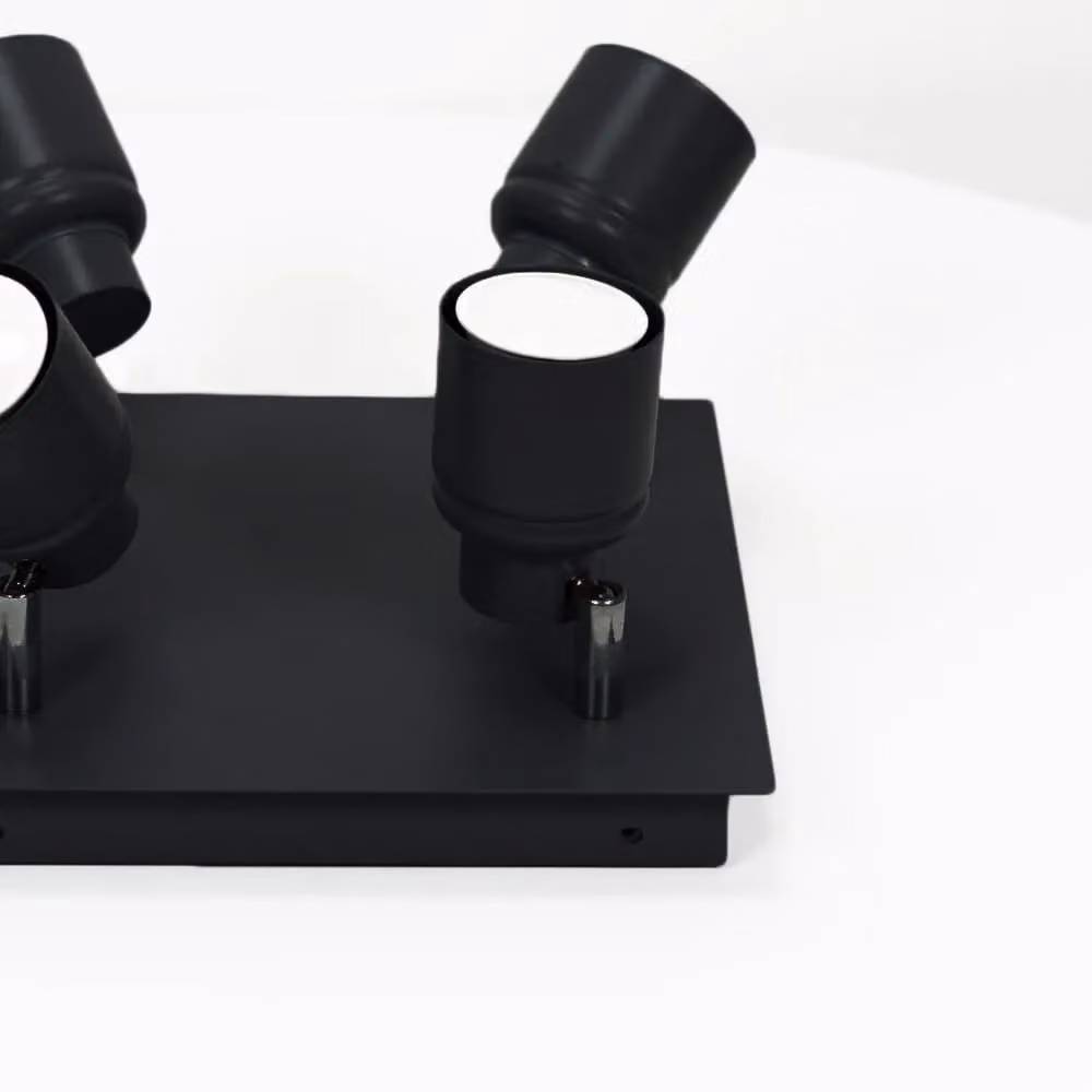 ValueLights Benton 4 Way Square Adjustable Ceiling Spotlight, IP44 Rated Bathroom Light, Black – 2