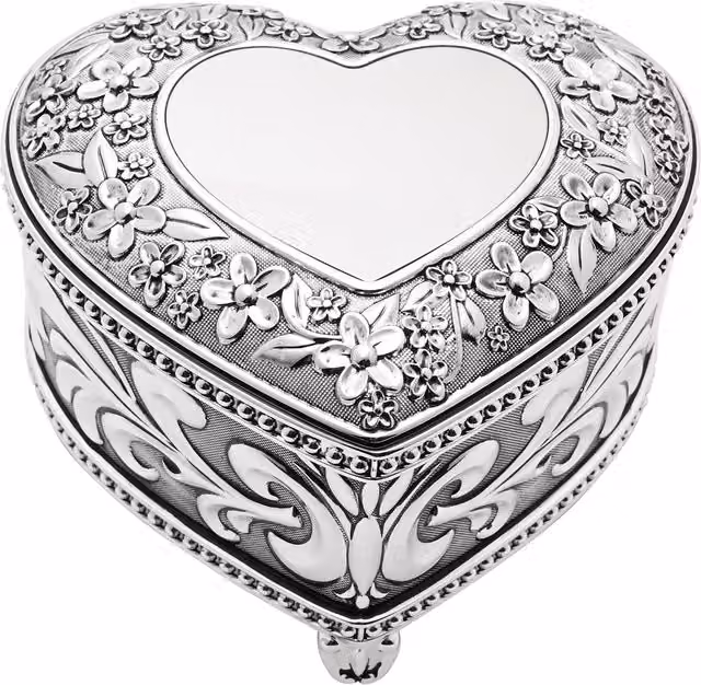 Sophia Classic Collection Classic Heart Musical Jewellery Box in Silver with Beautiful Dreamer Tune