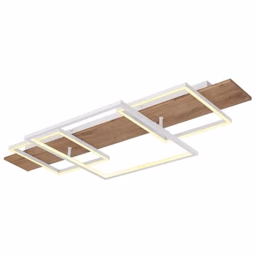 Globo Lighting Modern Dimmable LED Ceiling Light in White and Wood, W/D/H: 95 x 40 x 10 cm – 1