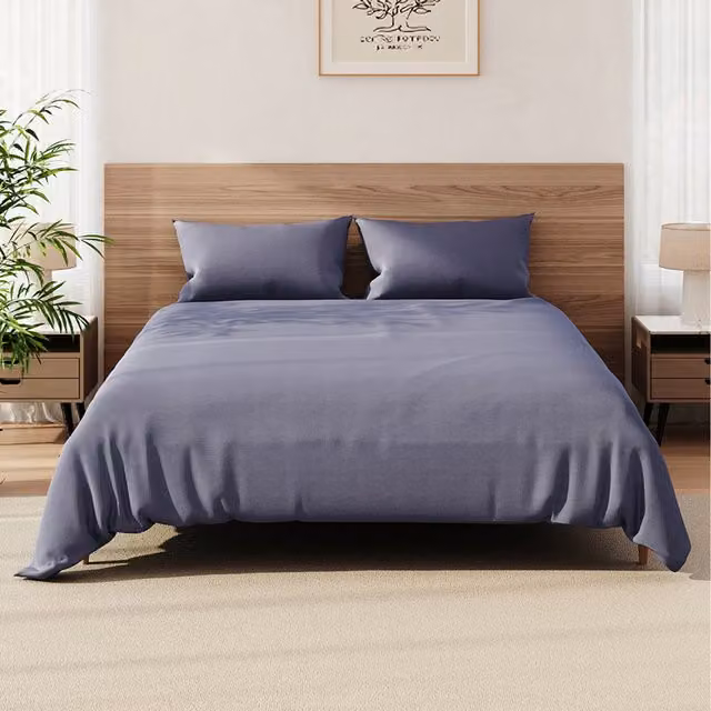 Lifeideas Queen Size Microfibre Duvet Cover, Flat Sheet and 2 Pillowcase Set in Silver-Grey, 150 x 200 cm