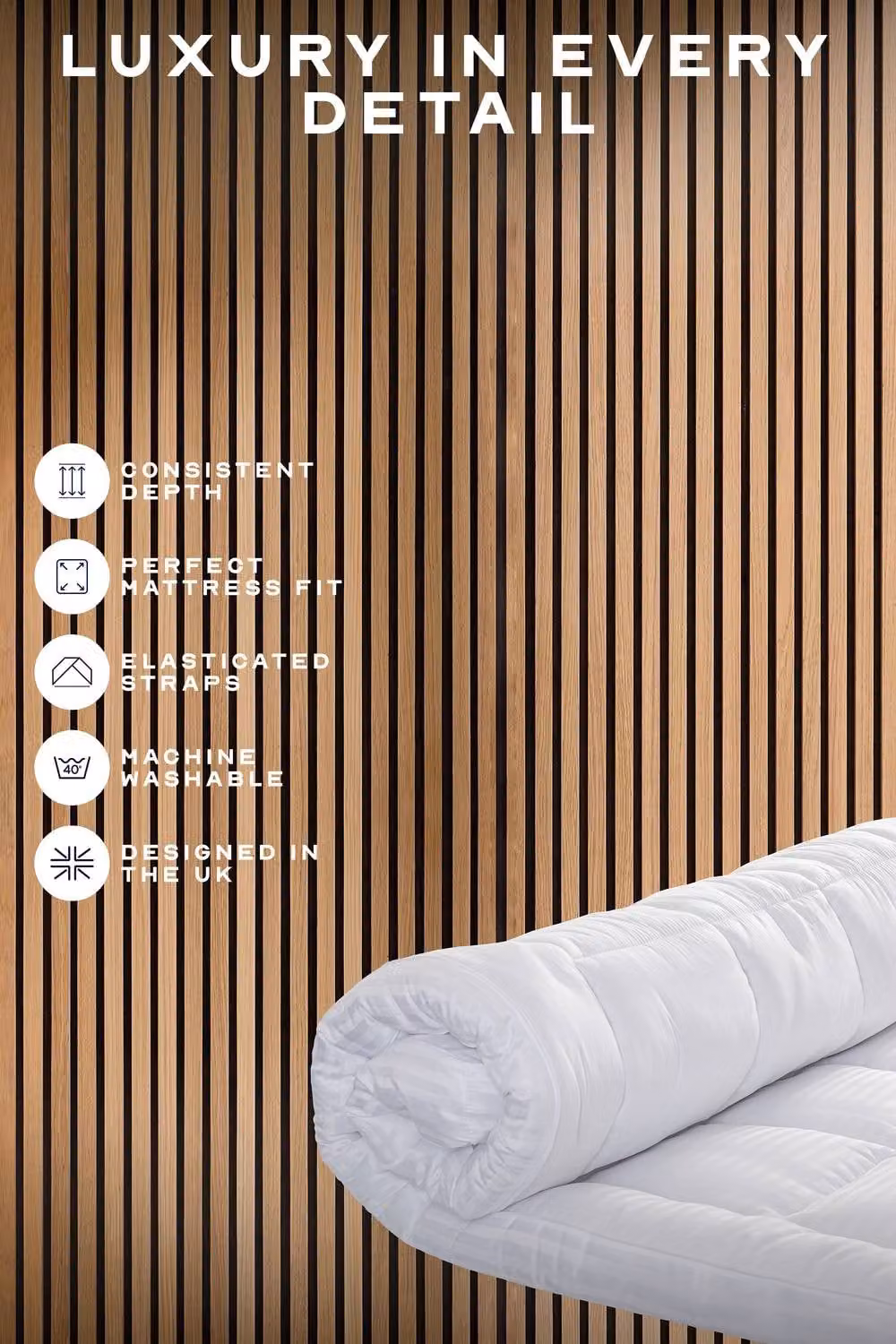 Snuggledown White Hotel Mattress Topper, 10 cm Depth, Double 140 x 200 cm – 7