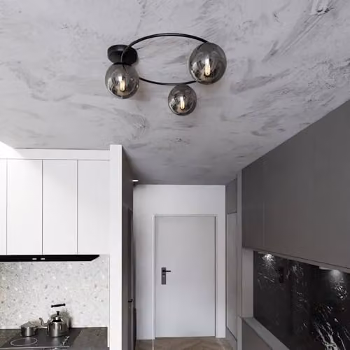 Euluna Ascella Dimmable Modern Ceiling Light in Black Metal and Glass with 3 x E14 Light Sources – 3