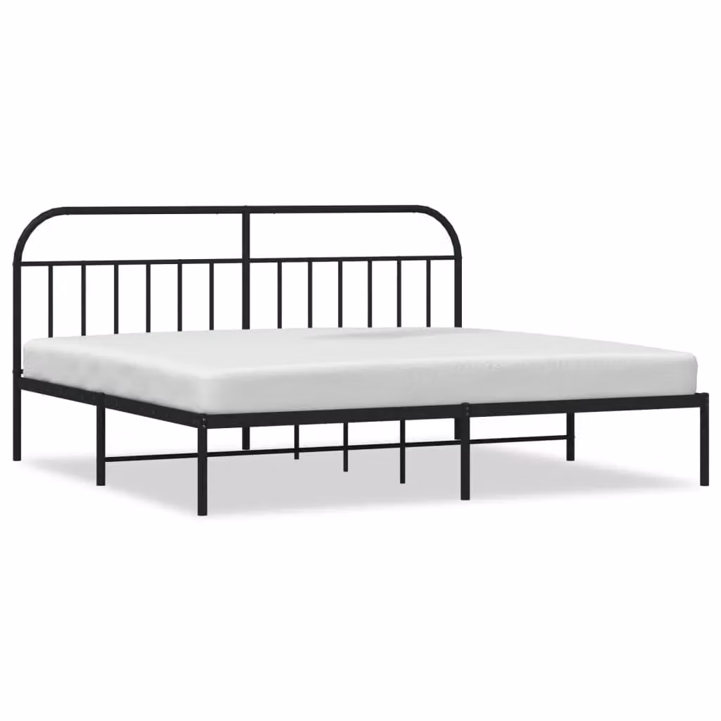 Berkfield Home Metal Bed Frame with Headboard in Black, W/D/H: 193 x 203 cm – 2