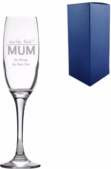 Uniqueful Personalised Engraved Champagne Flute for Mum in Transparent Glass, 1000 ml