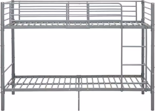 Berkfield Home Elegant Two-Level Bunk Bed in Grey Metal, W/D/H: 90 x 200 cm – 1