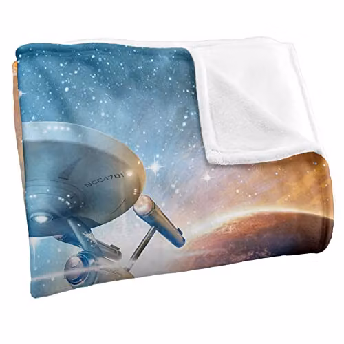 Trevco Star Trek Final Frontier Super Soft Fleece Throw Blanket in White, W/D/H: 152 x 127 cm – 2
