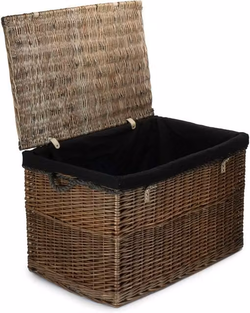Red Hamper Large Antique Wash Wicker Storage Basket in Black – 1