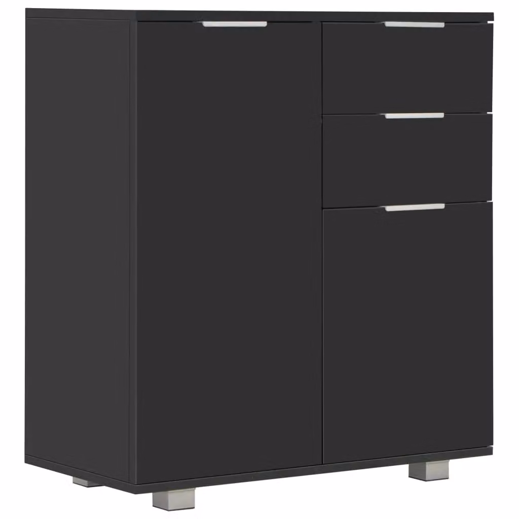 Berkfield Home Modern High Gloss Black Sideboard in Engineered Wood W/D/H: 71 x 35 x 76 cm – 2