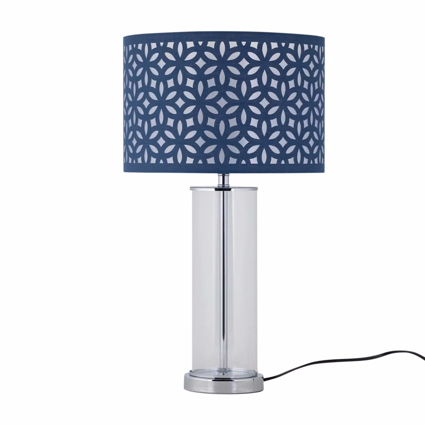 First Choice Lighting Aura Set of 2 Chrome Table Lamps with Blue Shades – 2
