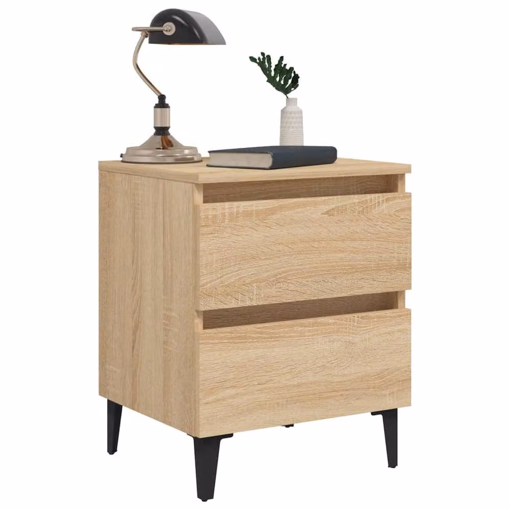 Berkfield Home Set of 2 Bed Cabinets in Sonoma Oak and Light Tan, W/D/H: 40 x 35 x 50 cm – 3