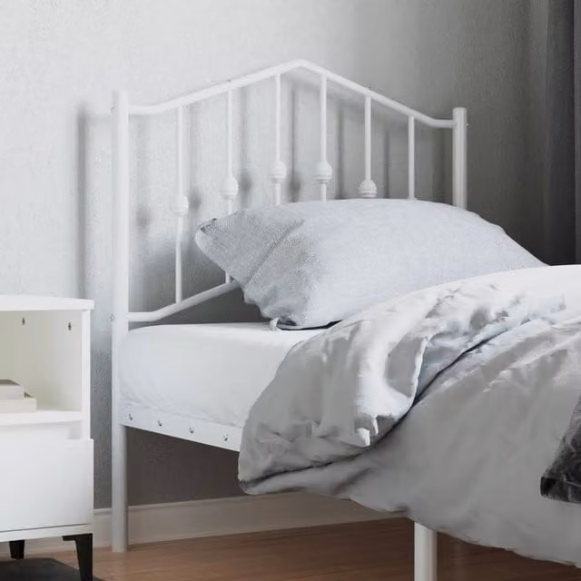 Berkfield Home Classic Metal Headboard in White and Black, Width: 80 cm